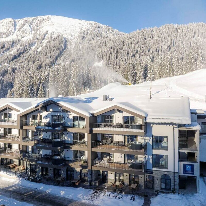 Bergresort Berwanger Hof in winter, apartments directly on the slope