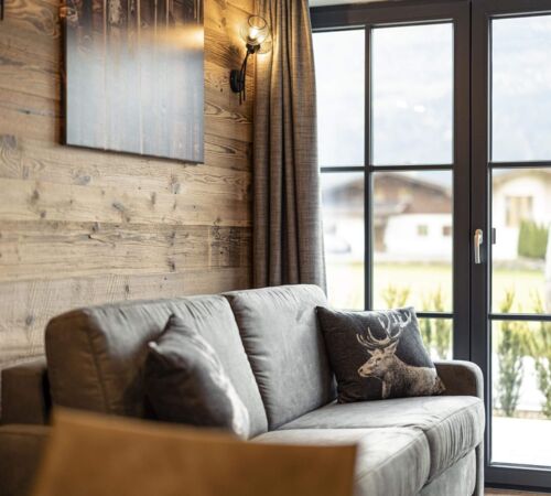 living room with a view at Tauernlodges Uttendorf
