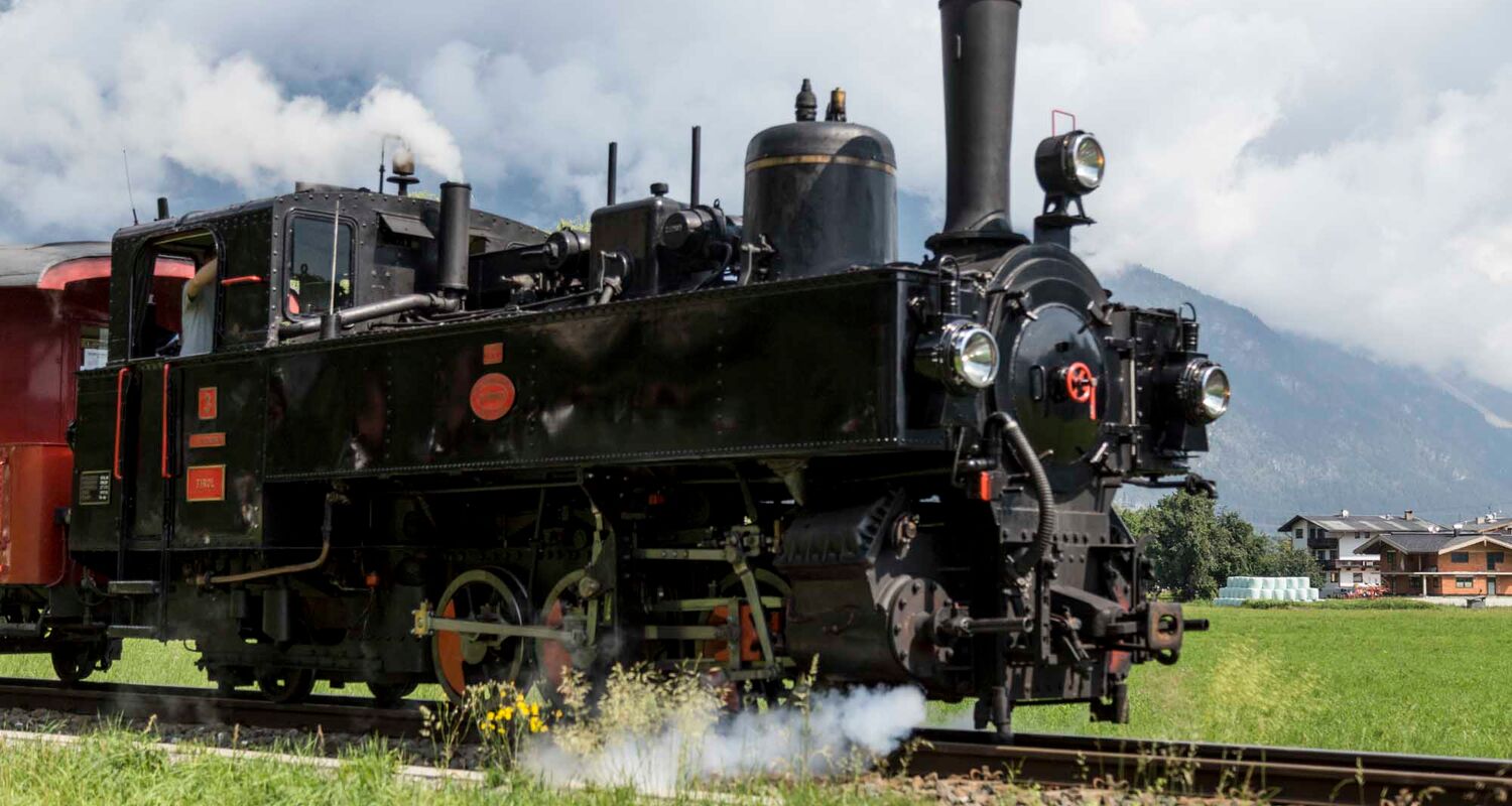 Historic steam train travelling through the Zillertal.