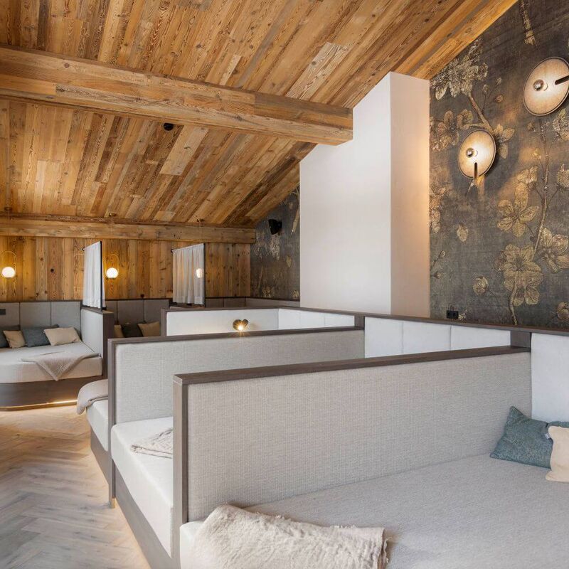 Relaxation pods in the spa area