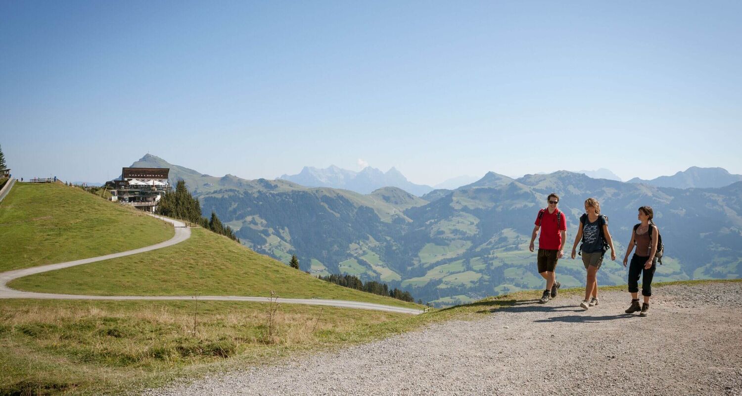 Blick auf die Kitzbüheler Alpen und den Hahnenkamm in Tirol