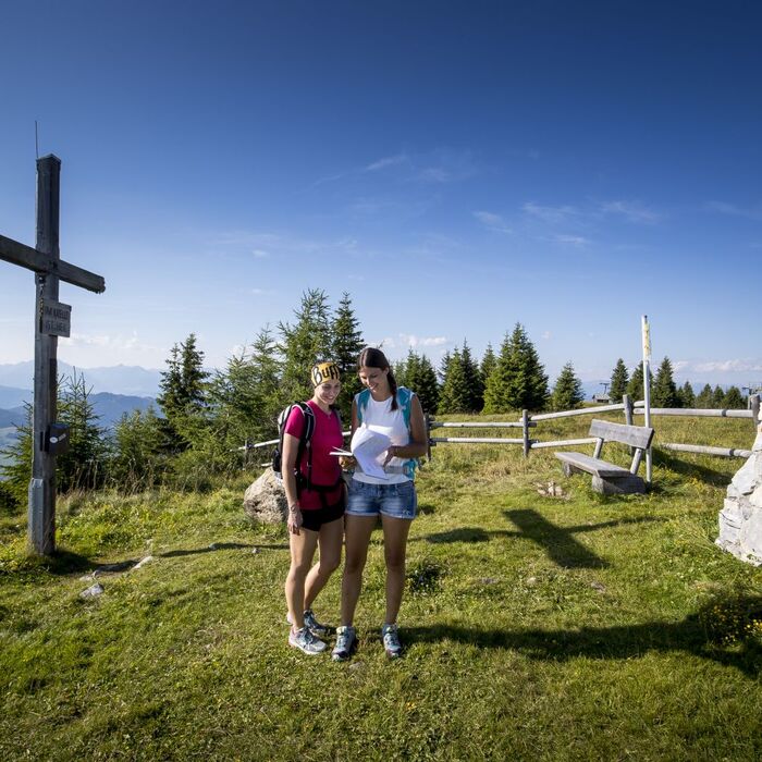 Hiking day at the summit cross on the Grebenzen in Zirbitzkogel Grebenzen Nature Park