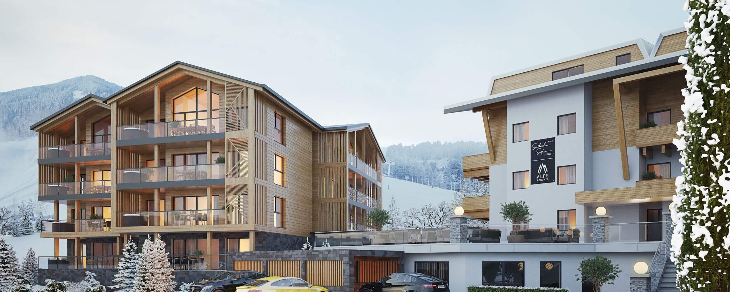 Winter view from the Saalbach Suites