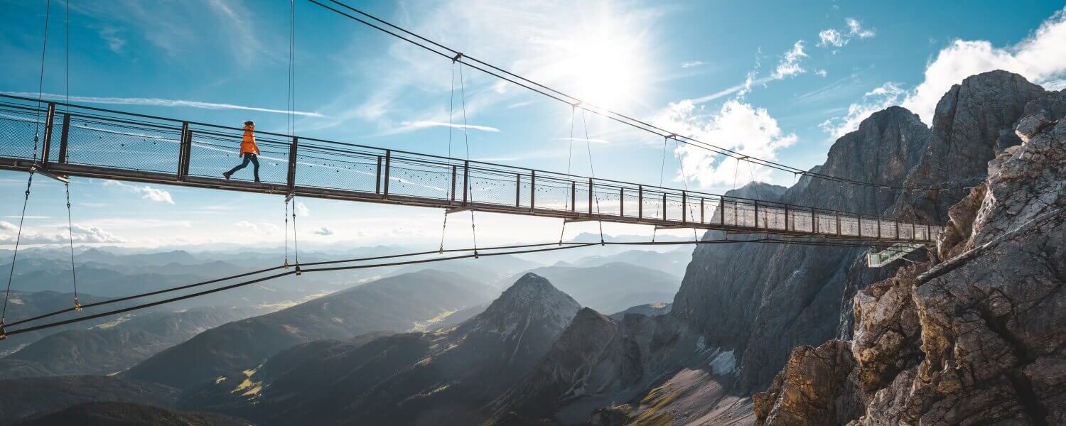 Famous suspension bridge on the Dachstein in the Schladming Dachstein region