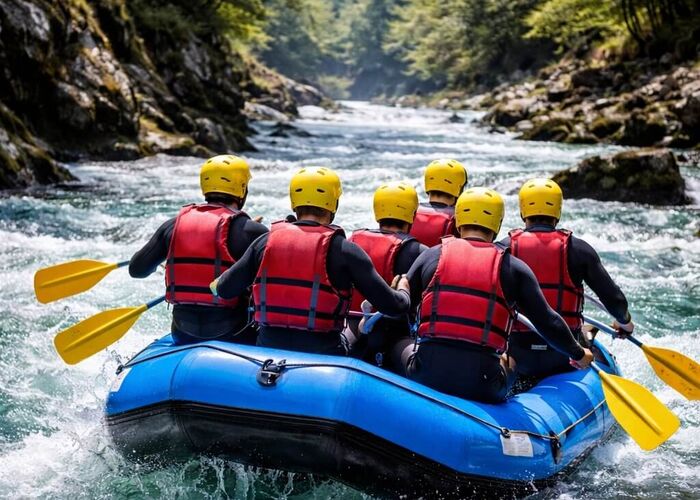 Rafting Tour auf der Lammer mit Menschen im Schlauchbot