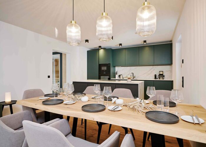 Kitchen and Dining Area   Bergresort Berwanger Hof