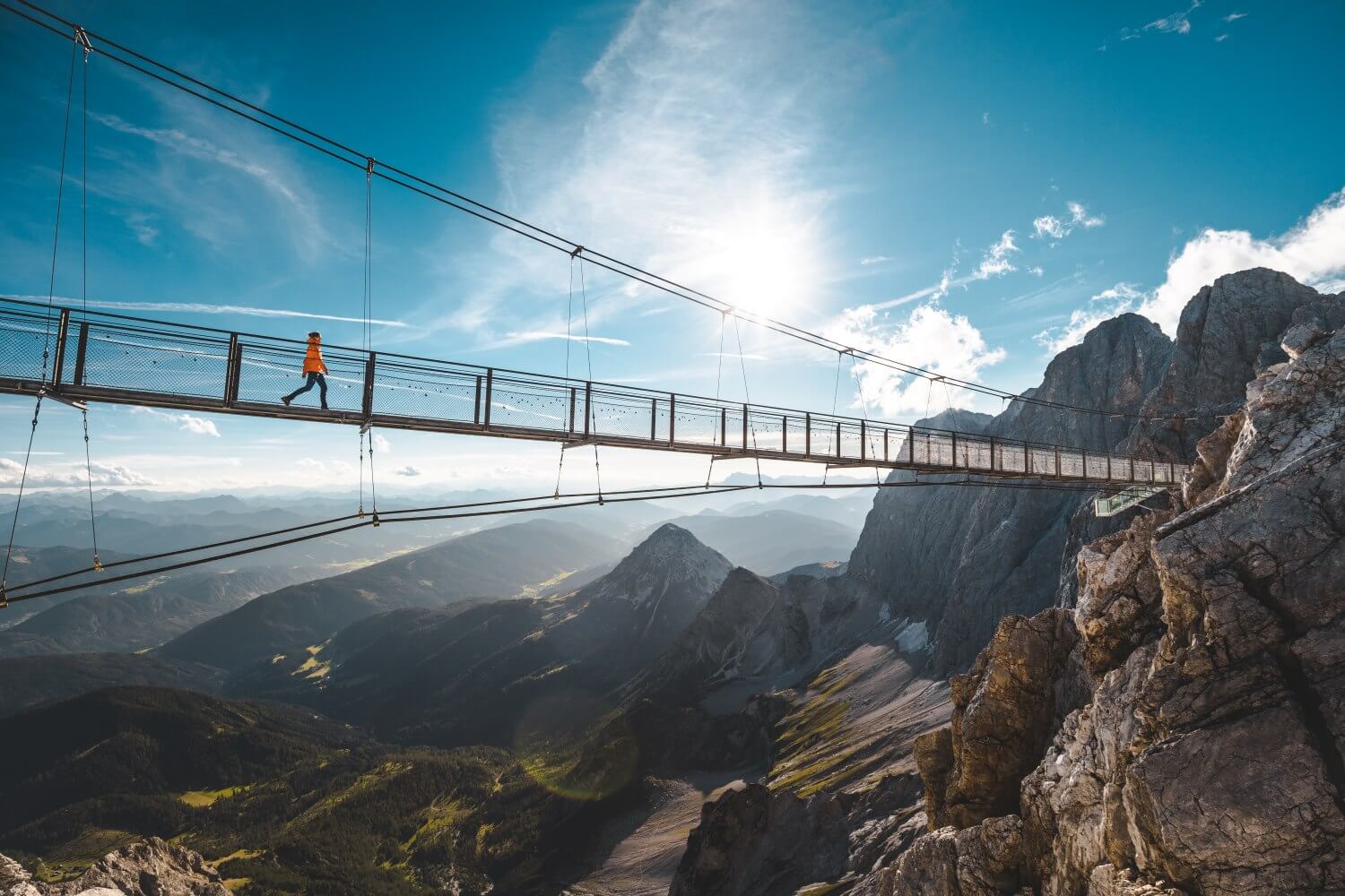 Famous suspension bridge on the Dachstein in the Schladming-Dachstein region