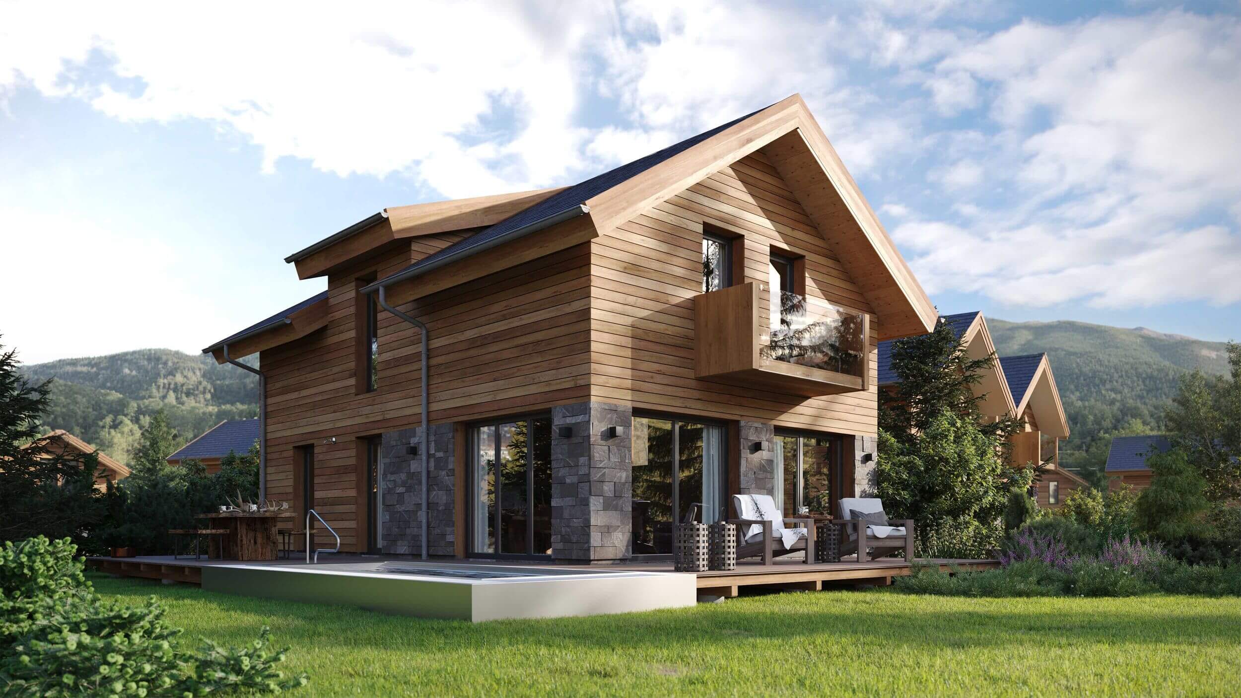 Chalet bij Sonnenchalets Murau met terras en tuin